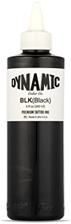 Dynamic Color Black Tattoo Ink, Made in USA Since 1990, 8 oz