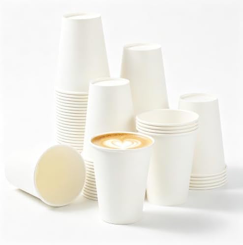 Coffee Cups 12 oz 100 Count Disposable Paper Coffee Cups White
