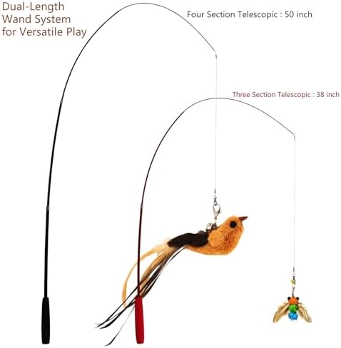 Interactive Cat Wand Toy Set, 2 Telescopic Rods & 11 Attachments