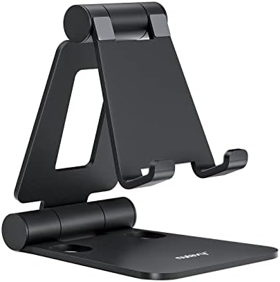 Nulaxy Full Aluminum Dual Folding Cell Phone Stand for Desk, Black