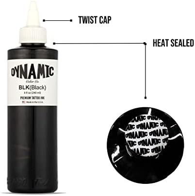 Dynamic Color Black Tattoo Ink, Made in USA Since 1990, 8 oz