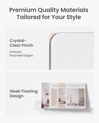 upsimples 4 Pcs 15" Acrylic Shelves for Wall Storage and Organizer, Clear