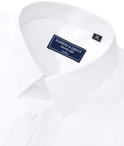 Alimens & Gentle Men's Dress Shirt Regular Fit Stretch Stain Shield Long Sleeve Solid