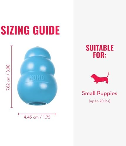 KONG Puppy, Natural Rubber Teething Chew Toy, for Small Puppies, Blue