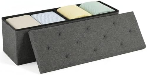 DUMOS 43 Inch Foldable Storage Ottoman Bench, Large Ottoman with Storage