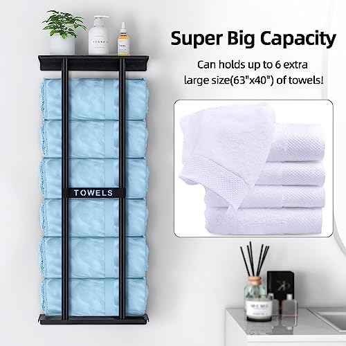 Towel Racks for Bathroom, Bathroom Towel Storage Wall Mounted 30 inch with Shelf Can