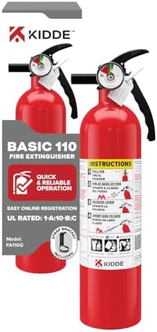 Kidde Basic 110 Fire Extinguisher for Home, 1-A:10-B:C, FA110G, 1 Pack