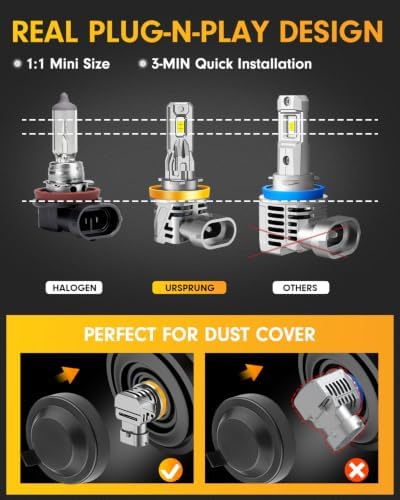 Ursprung 2026 𝐓𝐨𝐩-𝐆𝐫𝐚𝐝𝐞 H11/H9/H8 9005/HB3 Bulbs Combo, 14X Ultra Bright