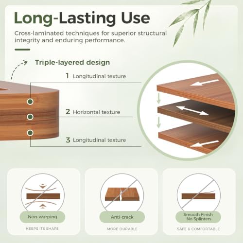 Bamboo Cutting Board 3-Piece,Wood Cutting Board Set for Kitchen