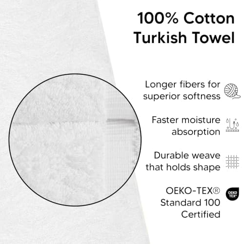 Chakir Turkish Linens 100% Cotton 4-Pack Bath Towels 27x54, White