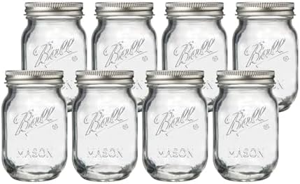Ball Regular Mouth Pint Glass Mason Jars, 16oz, 8-Count