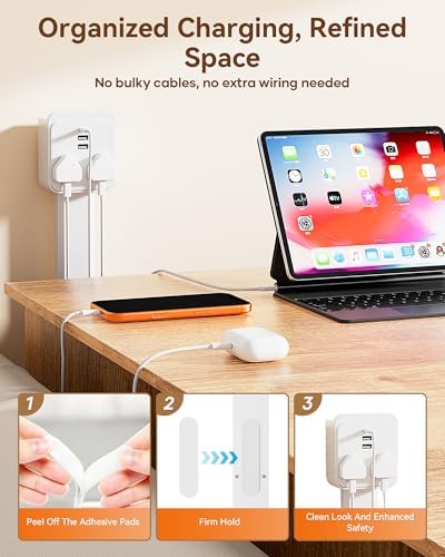Electrical Outlet Extender Stick, Extendable Outlet Extender Stick with USB-A