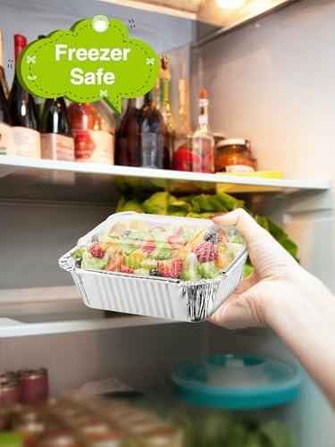 110 Pack 5x4 Disposable Small Aluminum Pans with Dome Lids
