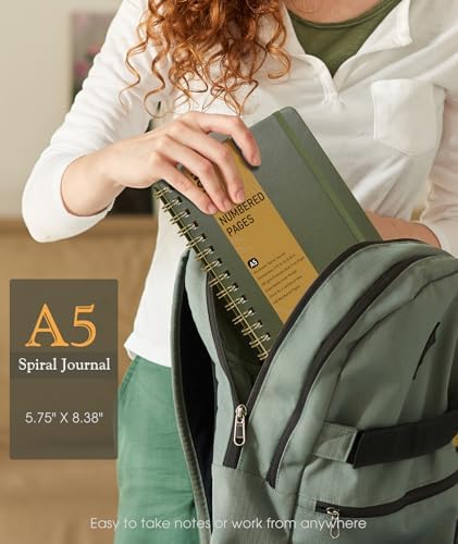Lined Spiral Journal Notebook, A5 Hardcover Leather Journals for Women Men