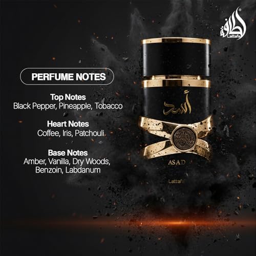 Lattafa Perfumes Asad for Unisex Eau de Parfum Spray, 3.4 Ounce