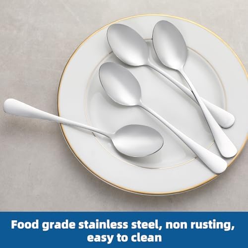 12 Pcs Teaspoons Set, Food-Grade Stainless Steel Spoons Silverware, Cutlery Tea Spoons