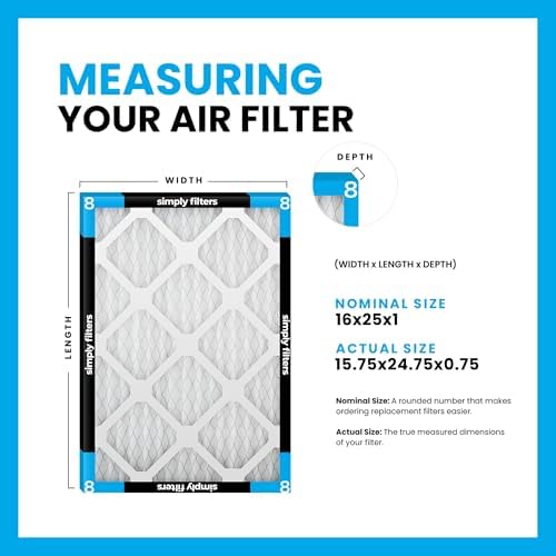 Simply 16x25x1 Air Filter, MERV 8, 6 Pack