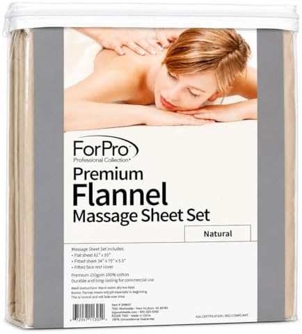 ForPro Premium Flannel 3-Piece Massage Sheet Set, Natural