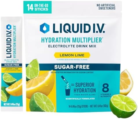 Liquid I.V. Sugar Free Hydration Electrolytes, Lemon Lime, 14 Count