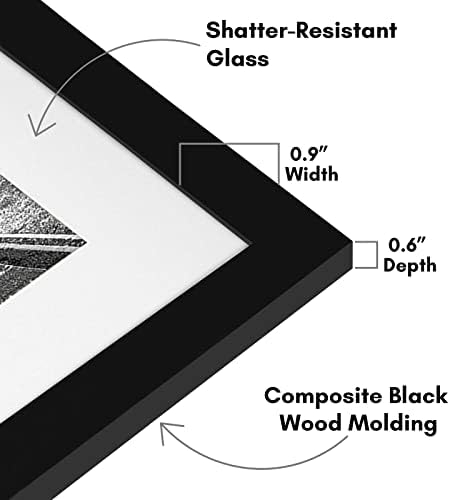 Americanflat 11x14 Picture Frame - Matted to 8x10 - Engineered Wood - Black