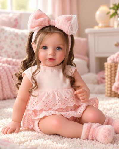 BABESIDE Dara 20 Inch Lifelike Reborn Baby Dolls, Long Brown Hair Girl