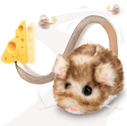 Migipaws Interactive MigiMouse Cat Toy 360° Rolling & Spin with Mesh Plastic Tail for