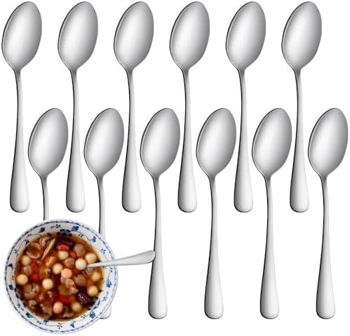 12 Pcs Teaspoons Set, Food-Grade Stainless Steel Spoons Silverware, Cutlery Tea Spoons
