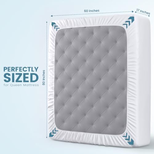 Utopia Bedding 100% Waterproof Queen Size Mattress Protector Noiseless