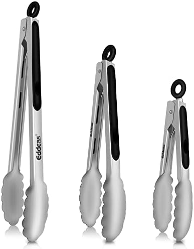 Tongs For Cooking Up to 600 °F Metal Kitchen Tongs 3PCS 7,9,12 Inch