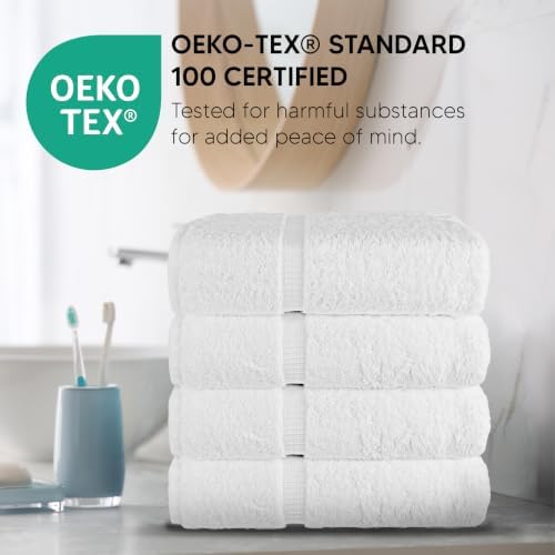 Chakir Turkish Linens 100% Cotton 4-Pack Bath Towels 27x54, White