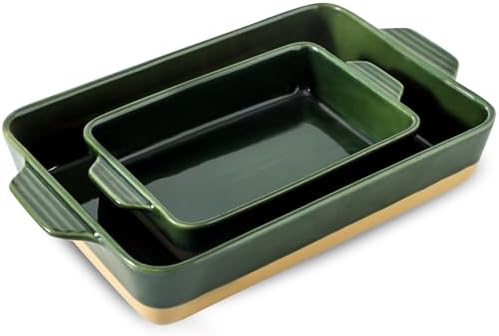 Ceramic Baking Casserole Dish with Handles, Large 9x13 inch Pan and Middle Baking Pan