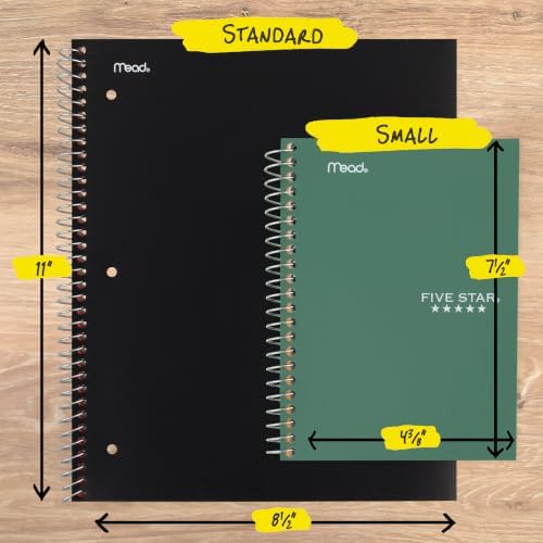 Five Star Spiral Notebook, 1 Subject, College Ruled Paper, 4-3/8" x 7", Small Size