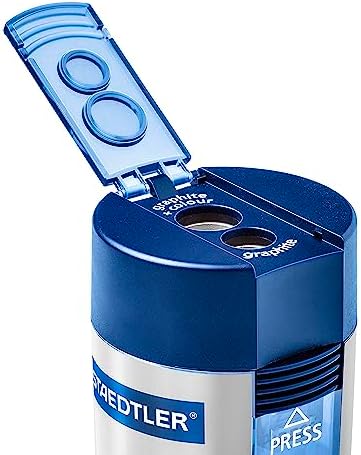 STAEDTLER Double-Hole Tub Pencil Sharpener: Dual Size Manual Sharpener for Standard