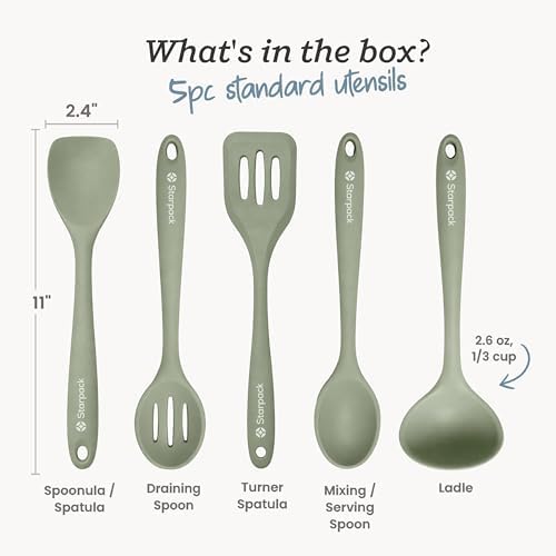 Starpack Stir and Serve Silicone Cooking Utensils Set (5-Piece, 11") - LFGB Non Toxic
