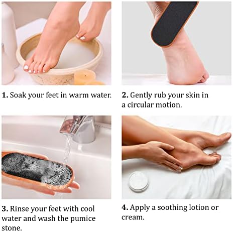 Pumice Stone Foot File - Wooden Pedicure Feet Scrubber with Handle for Callus, Dry