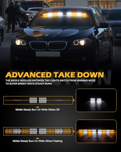 HLauto 2x16.8 inch Dash Strobe Lights w/Take Down/Controller