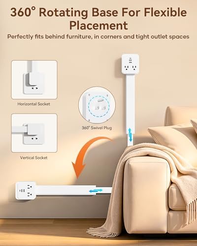 Electrical Outlet Extender Stick, Extendable Outlet Extender Stick with USB-A