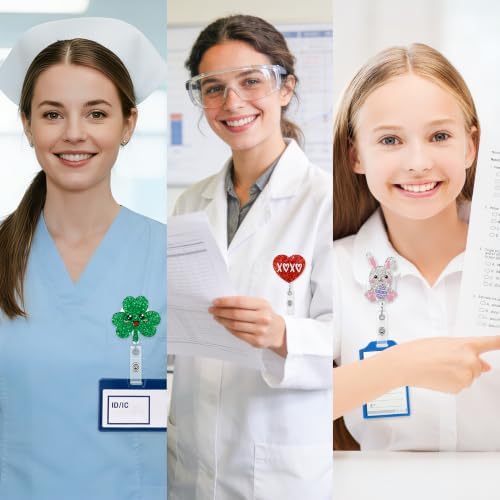 Happy Holiday Badge Reels, 8Pcs Nurse Doctor Seasonal Badge Holders