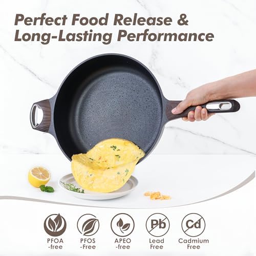 SENSARTE Nonstick Frying Pan Skillet with Lid, 12 Inch Large Deep Frying Pan