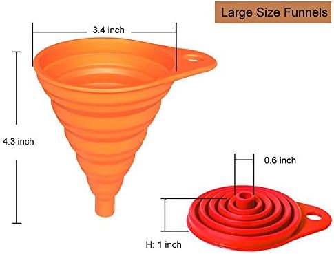 KongNai Kitchen Funnel Set 4 Pack, Small and Large