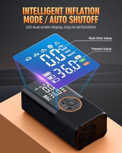 Tire Inflator Portable Air Compressor, 150 PSI Tire Inflator with LCD Digital Display