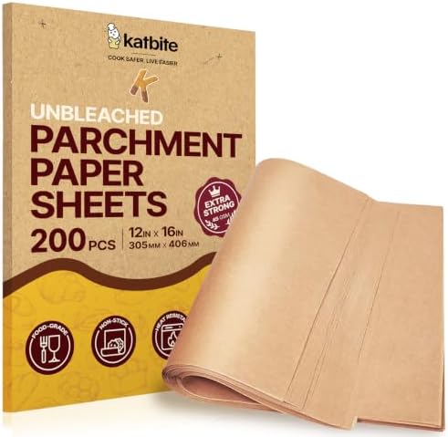 Katbite 200Pcs 12x16 In Unbleached Parchment Paper for Baking