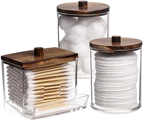 Tbestmax 3 Pack Qtips Holder Bathroom Container, 10 oz Cotton Ball/Swabs Dispenser