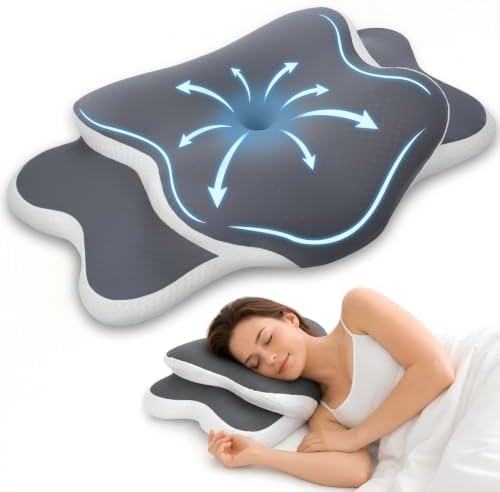 Ergonomic Cervical Pillow for Neck Pain Relief, Gray, 60*35*14cm