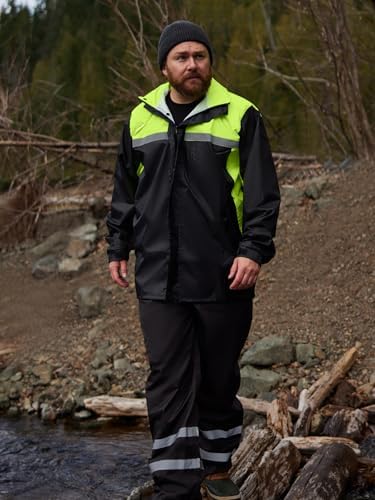 Men's Rain Suit High Visibility Reflective Work Rain Jacket Pants for All Sport Farm