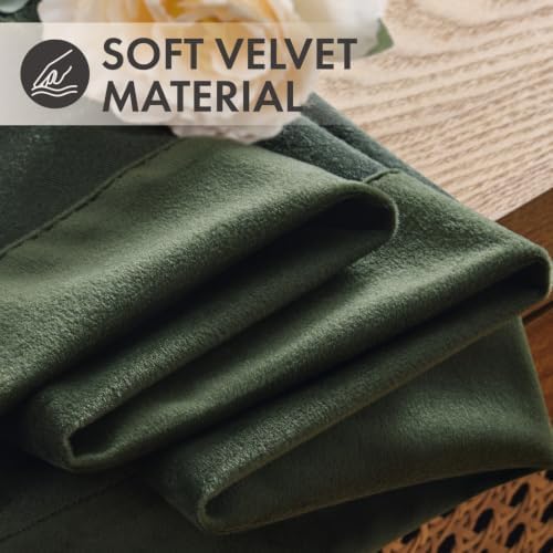 MIULEE Olive Green Velvet Curtains 4 Panels Set Back Tab 40x84 Inch Long