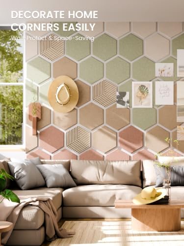 Fluxynara 10-Pack Hexagon Felt Bulletin Board Tiles, Boho