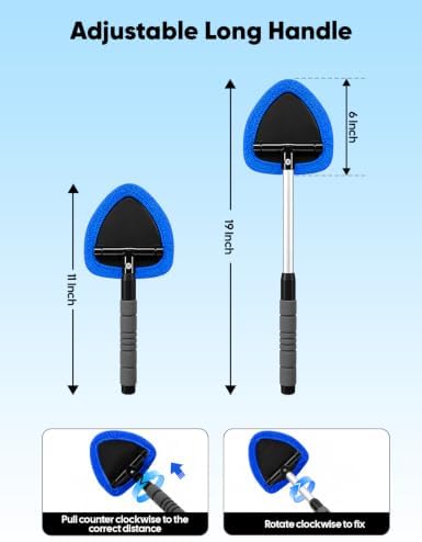 EcoNour Car Windshield Cleaning Tool Interior Glass Cleaning Tool with Microfiber Pad for