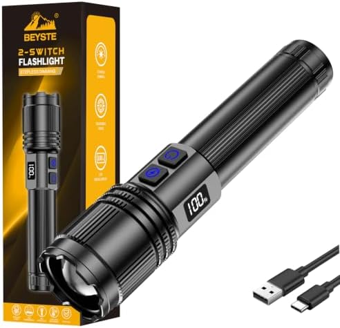 Rechargeable Flashlight 100000 High Lumens, Super Bright Flash Light