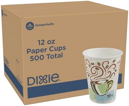 Dixie PerfecTouch 12 oz Paper Coffee Cups By GP PRO, Coffee Haze Design